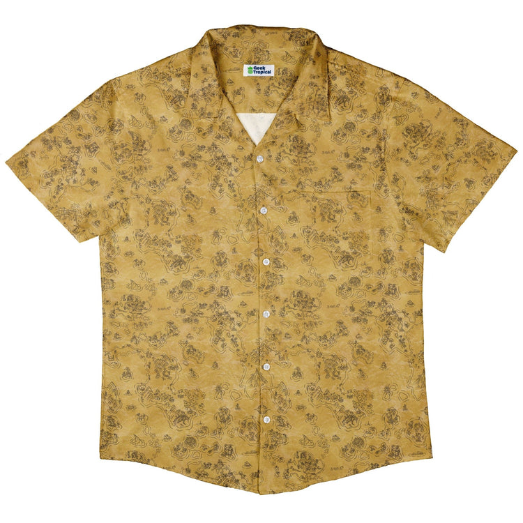 Fantasy Paper World Map Dnd Button Up Shirt - adult sizing - Designs by Nathan - Fantasy Prints