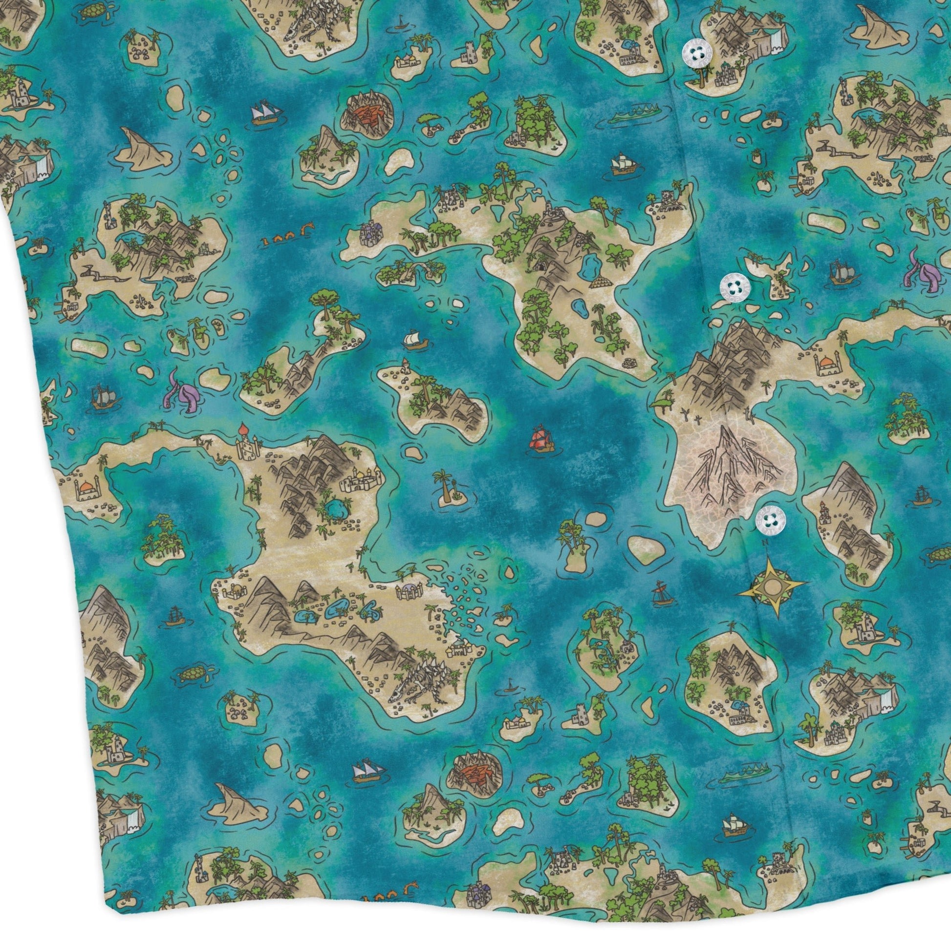 Fantasy World Map Dnd Long Sleeve Button Up Shirt Geek Nerd adult sizing Designs by Nathan dnd & rpg print