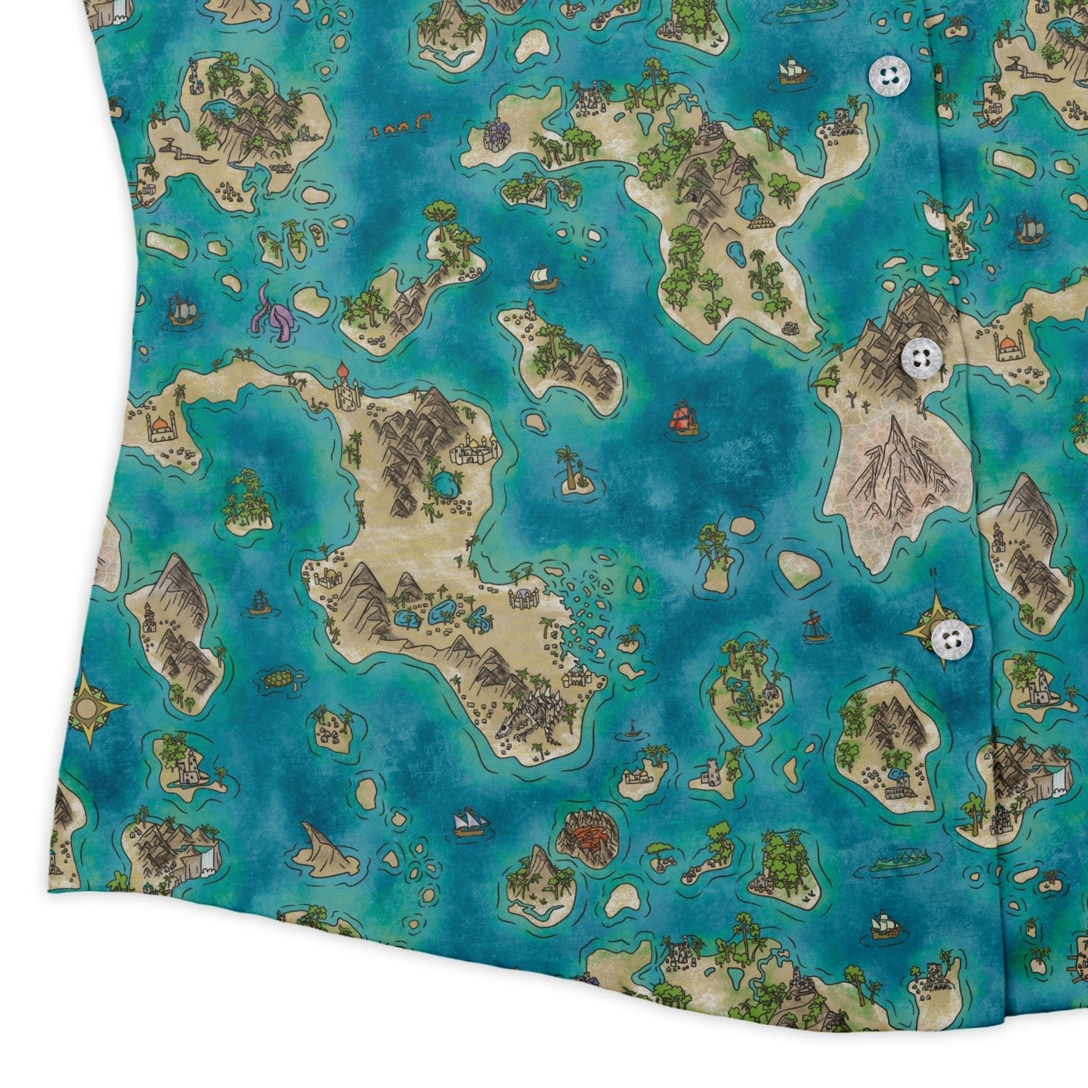 Fantasy World Map Dnd Curvy Button Up Shirt Geek Nerd Designs by Nathan dnd & rpg print Fantasy Prints