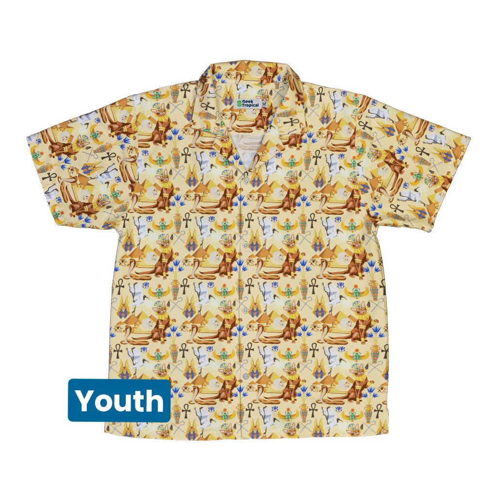 Feline of the Nile Youth Hawaiian Shirt Geek Nerd 0925 Animal Patterns Design by Julie Kitzes