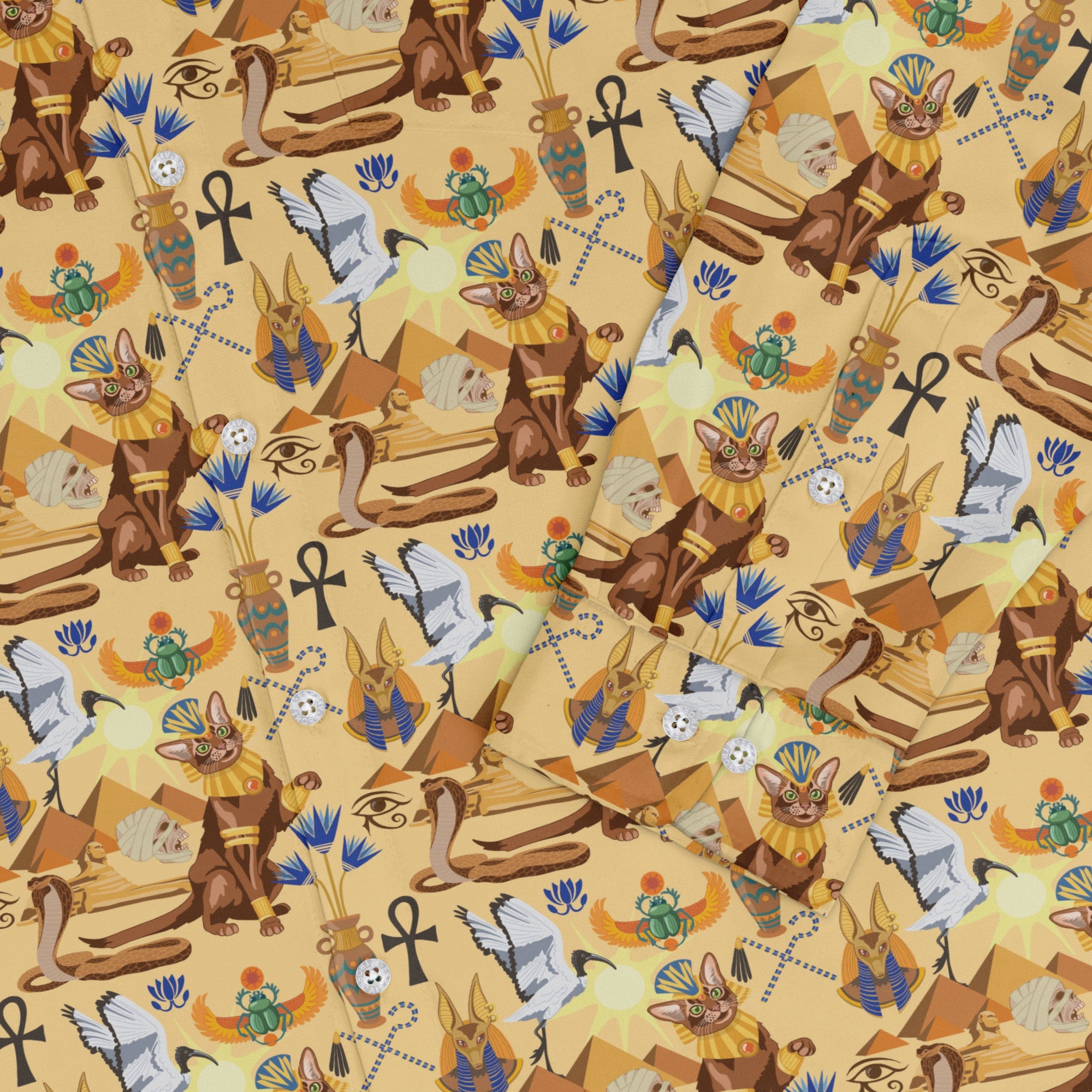 Feline of the Nile Long Sleeve Button Up Shirt Geek Nerd 0925 adult sizing All Adult Button Up Shirts