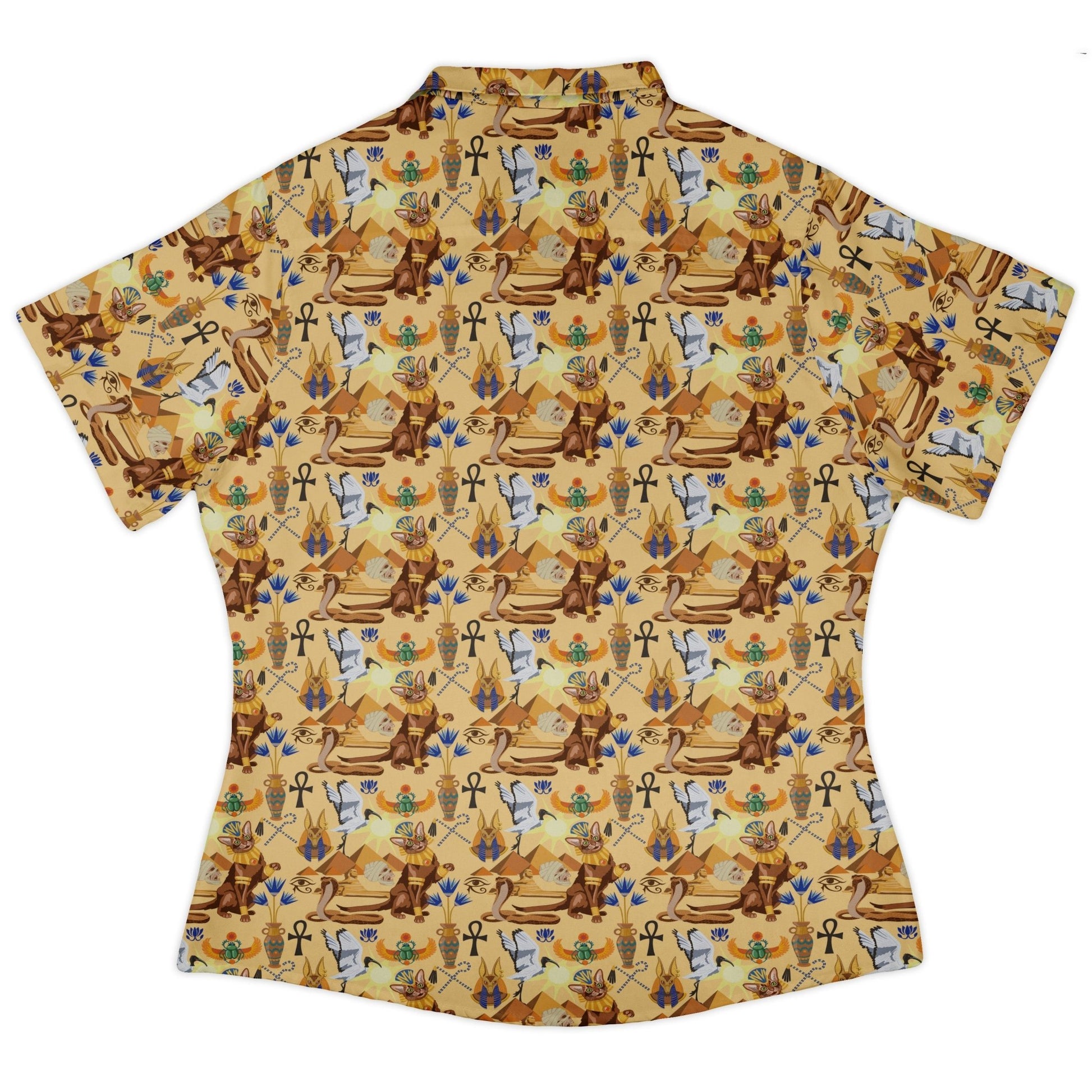 Feline of the Nile Curvy Button Up Shirt Geek Nerd 0925 All Adult Button Up Shirts Animal Patterns