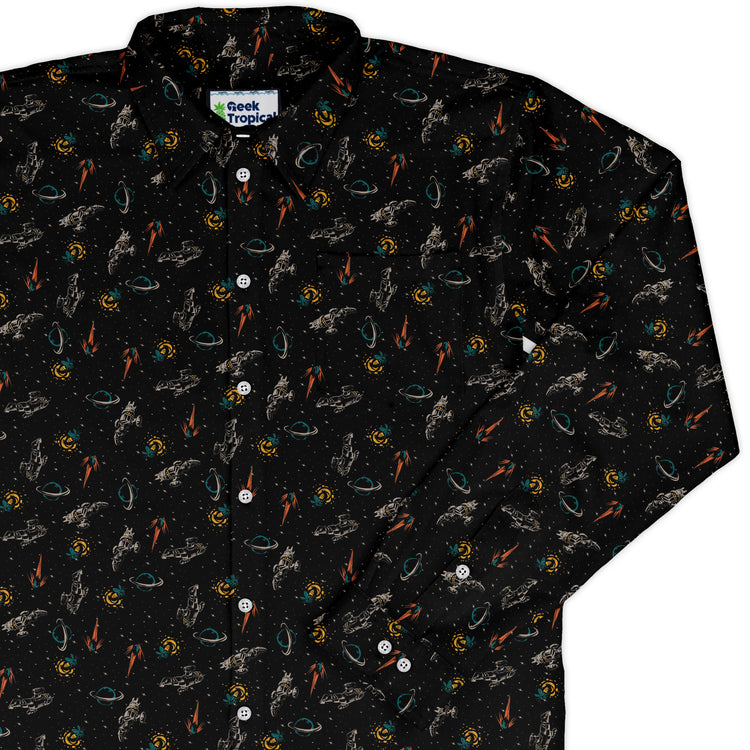 Nerdy Firefly Space Long Sleeve Button Up Shirt