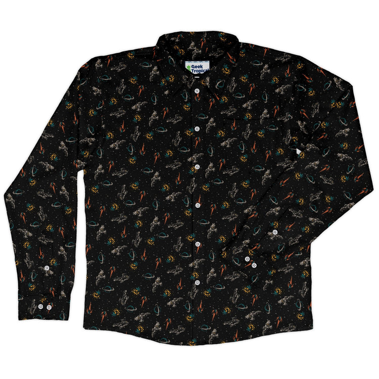 Nerdy Firefly Space Long Sleeve Button Up Shirt