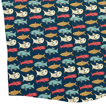 Fish Flow Button Up Shirt Geek Nerd 0925 adult sizing All Adult Button Up Shirts