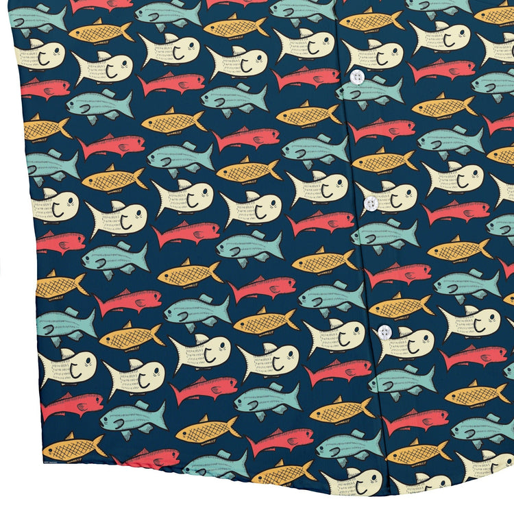 Fish Flow Button Up Shirt Geek Nerd 0925 adult sizing All Adult Button Up Shirts