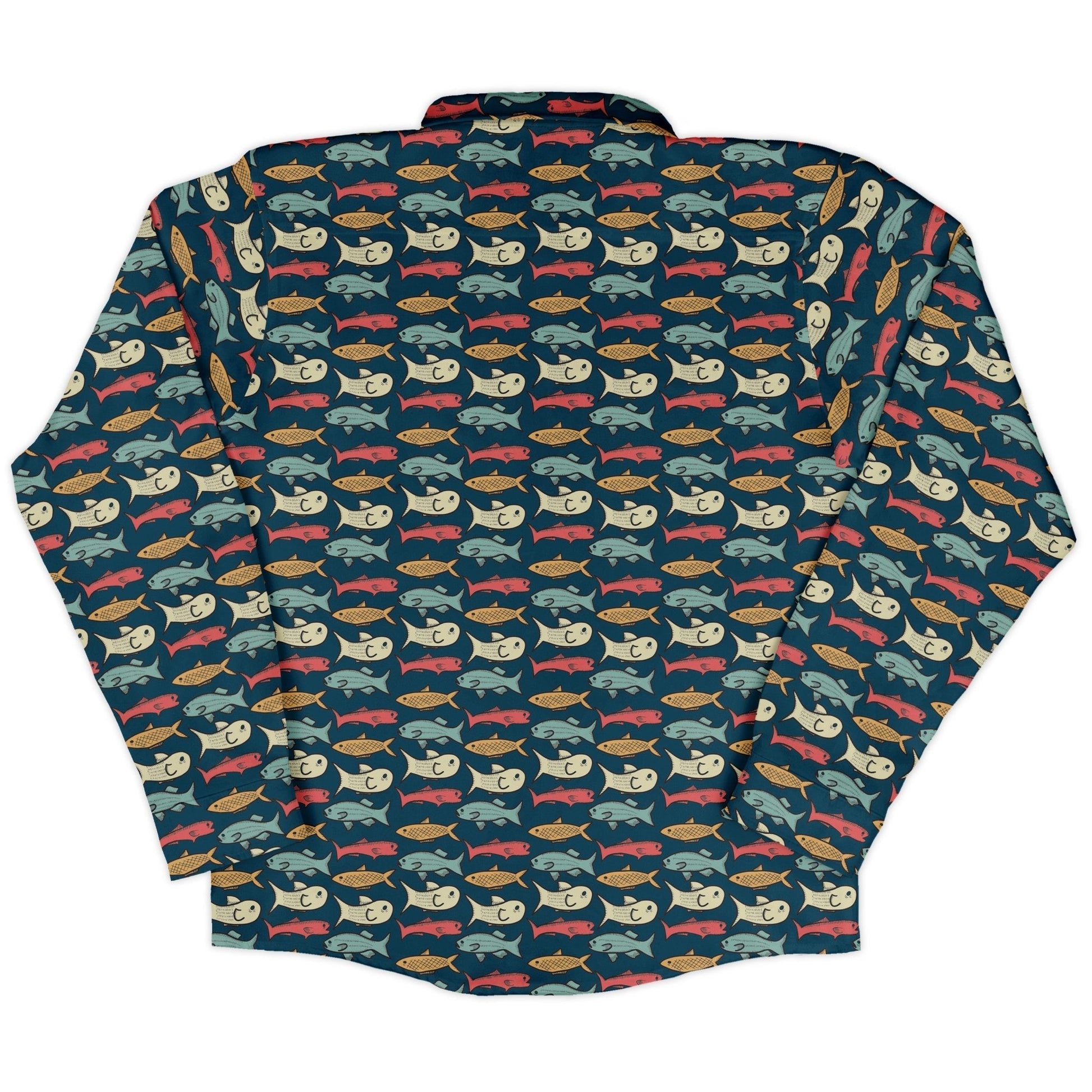 Fish Flow Long Sleeve Button Up Shirt Geek Nerd 0925 adult sizing All Adult Button Up Shirts