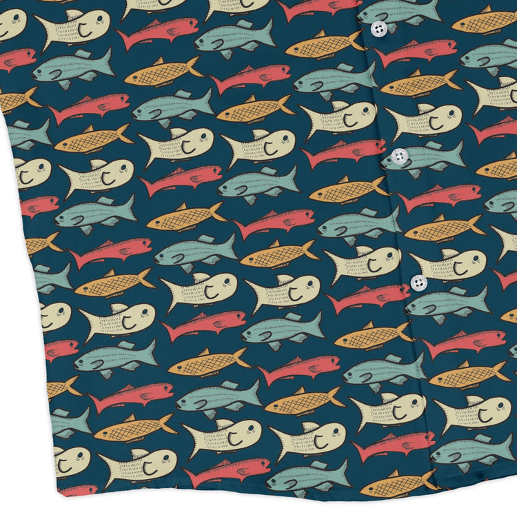 Fish Flow Long Sleeve Button Up Shirt Geek Nerd 0925 adult sizing All Adult Button Up Shirts