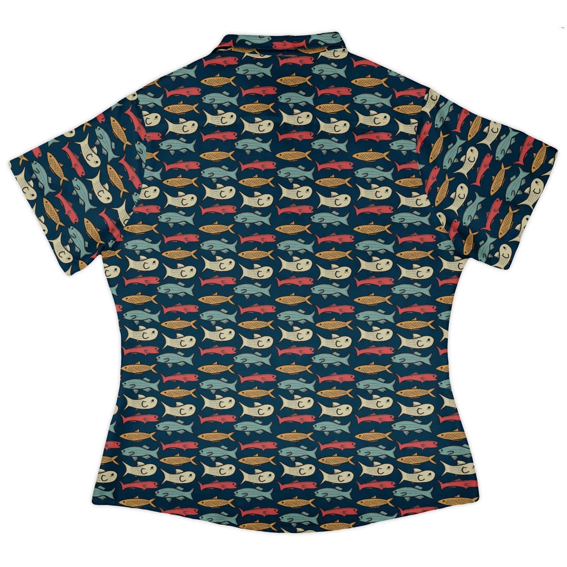 Fish Flow Curvy Button Up Shirt Geek Nerd 0925 All Adult Button Up Shirts Animal Patterns