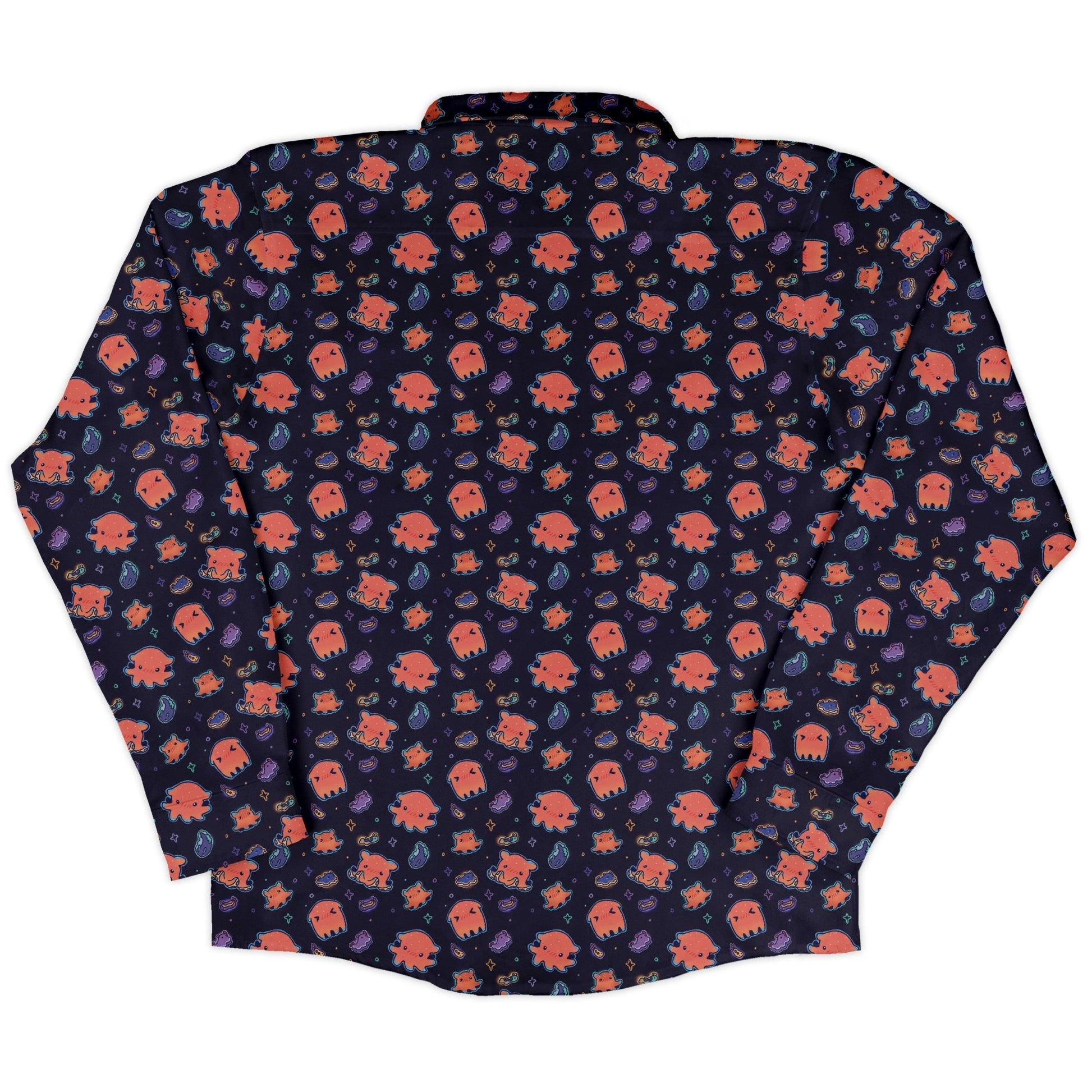 Flapjack Octopus Anime Long Sleeve Button Up Shirt Geek Nerd adult sizing anime Design by Ardi Tong