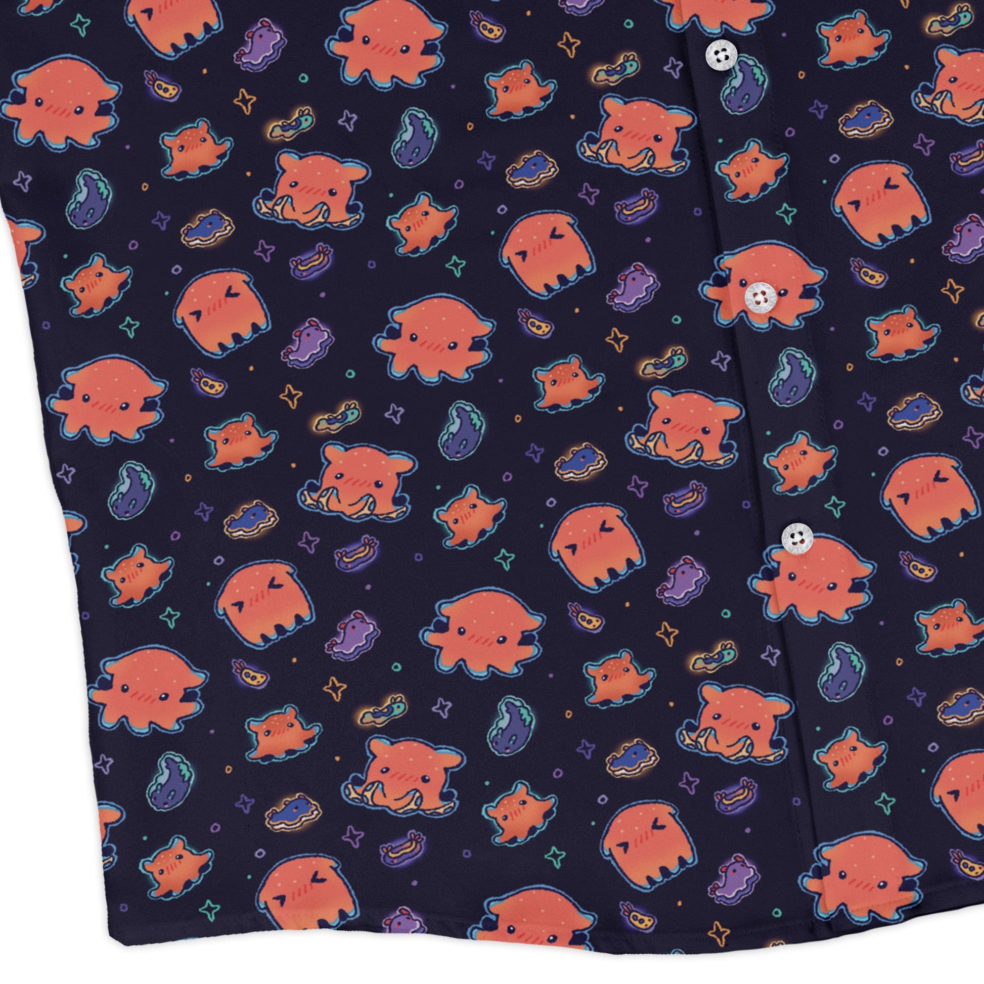 Flapjack Octopus Anime Long Sleeve Button Up Shirt Geek Nerd adult sizing anime Design by Ardi Tong