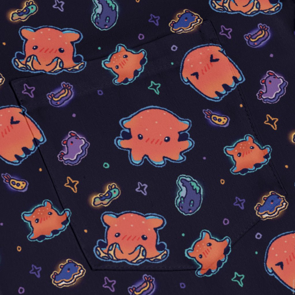 Flapjack Octopus Anime Long Sleeve Button Up Shirt Geek Nerd adult sizing anime Design by Ardi Tong