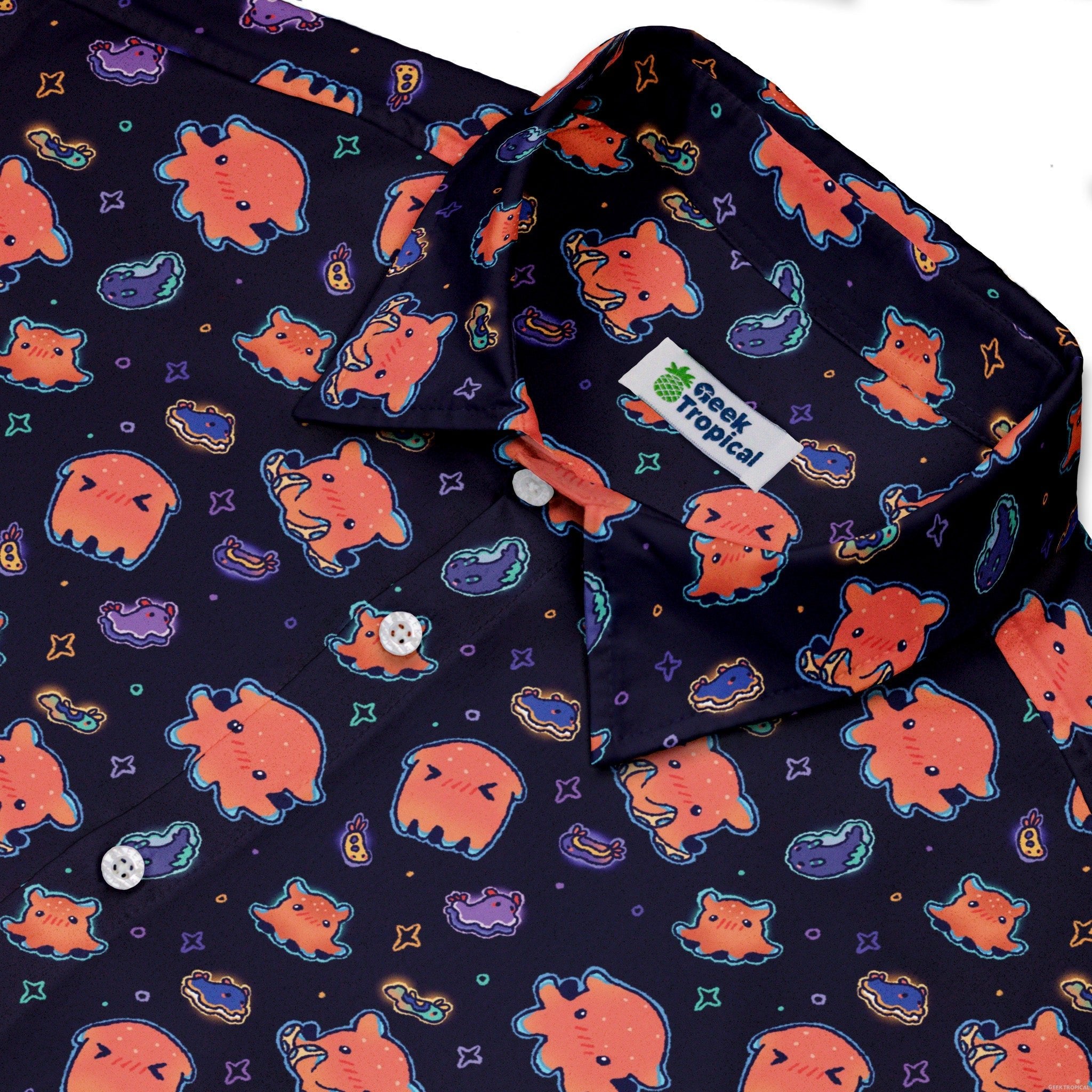 Flapjack Octopus Anime Button Up Shirt Geek Nerd adult sizing anime Design by Ardi Tong