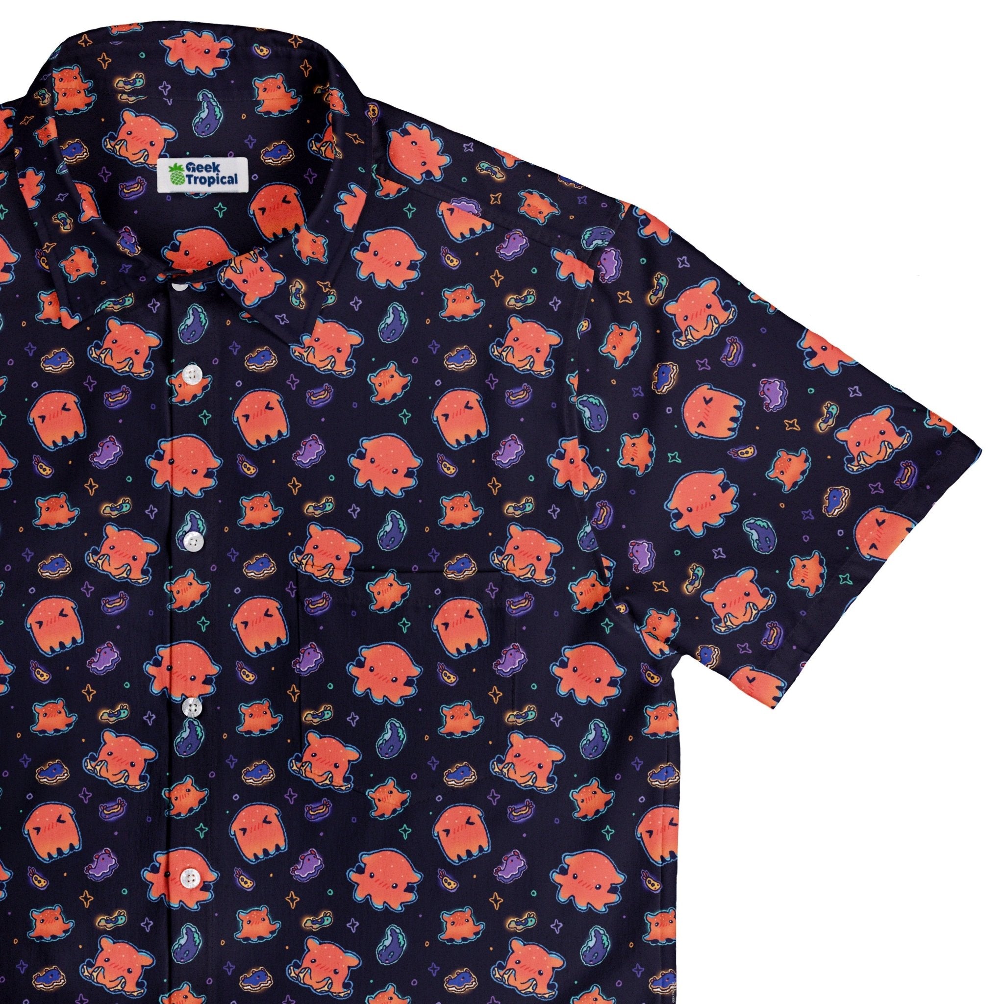 Flapjack Octopus Anime Button Up Shirt Geek Nerd adult sizing anime Design by Ardi Tong