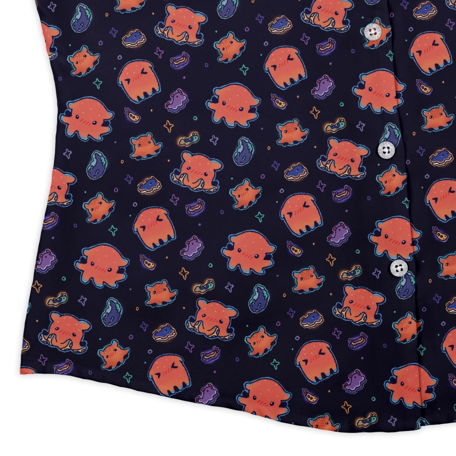 Flapjack Octopus Anime Curvy Button Up Shirt Geek Nerd anime Design by Ardi Tong marine biology