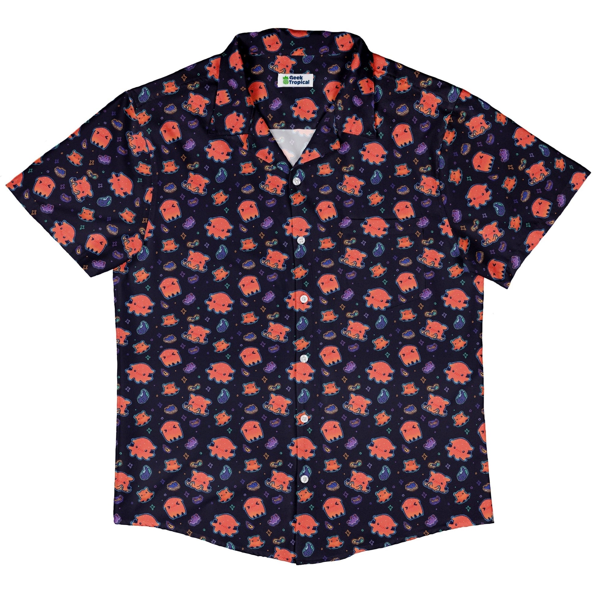 Flapjack Octopus Anime Button Up Shirt Geek Nerd adult sizing anime Design by Ardi Tong