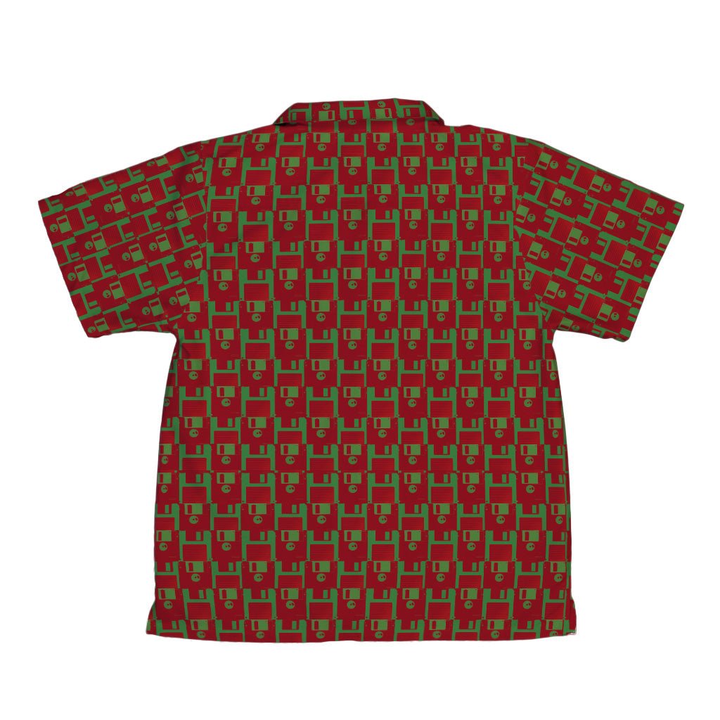 Floppy Disk Red and Green Youth Hawaiian Shirt Geek Nerd computer print Design by Random Galaxy q4
