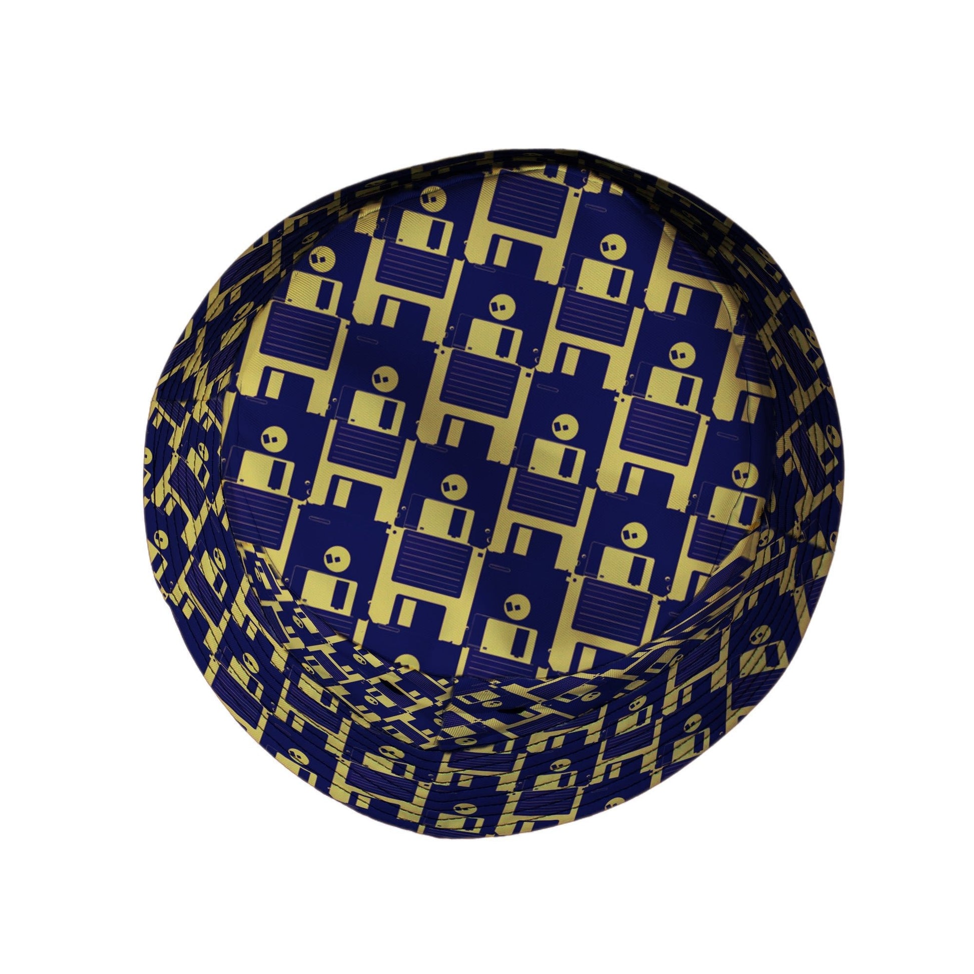 Floppy Disk Yellow Blue Bucket Hat Geek Nerd computer print Design by Random Galaxy lx - B