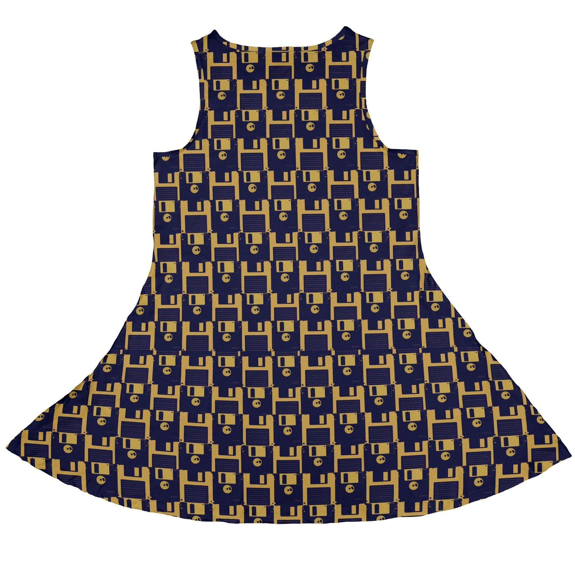 Floppy Disk Yellow Blue Dress Geek Nerd computer print Design by Random Galaxy lx - C