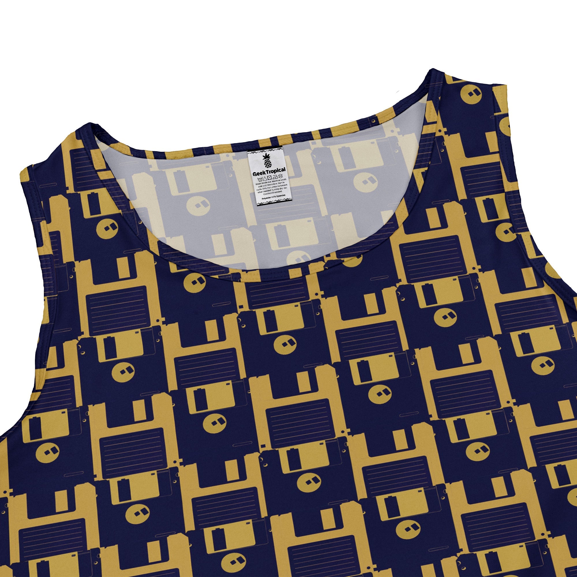 Floppy Disk Yellow Blue Dress Geek Nerd computer print Design by Random Galaxy lx - C