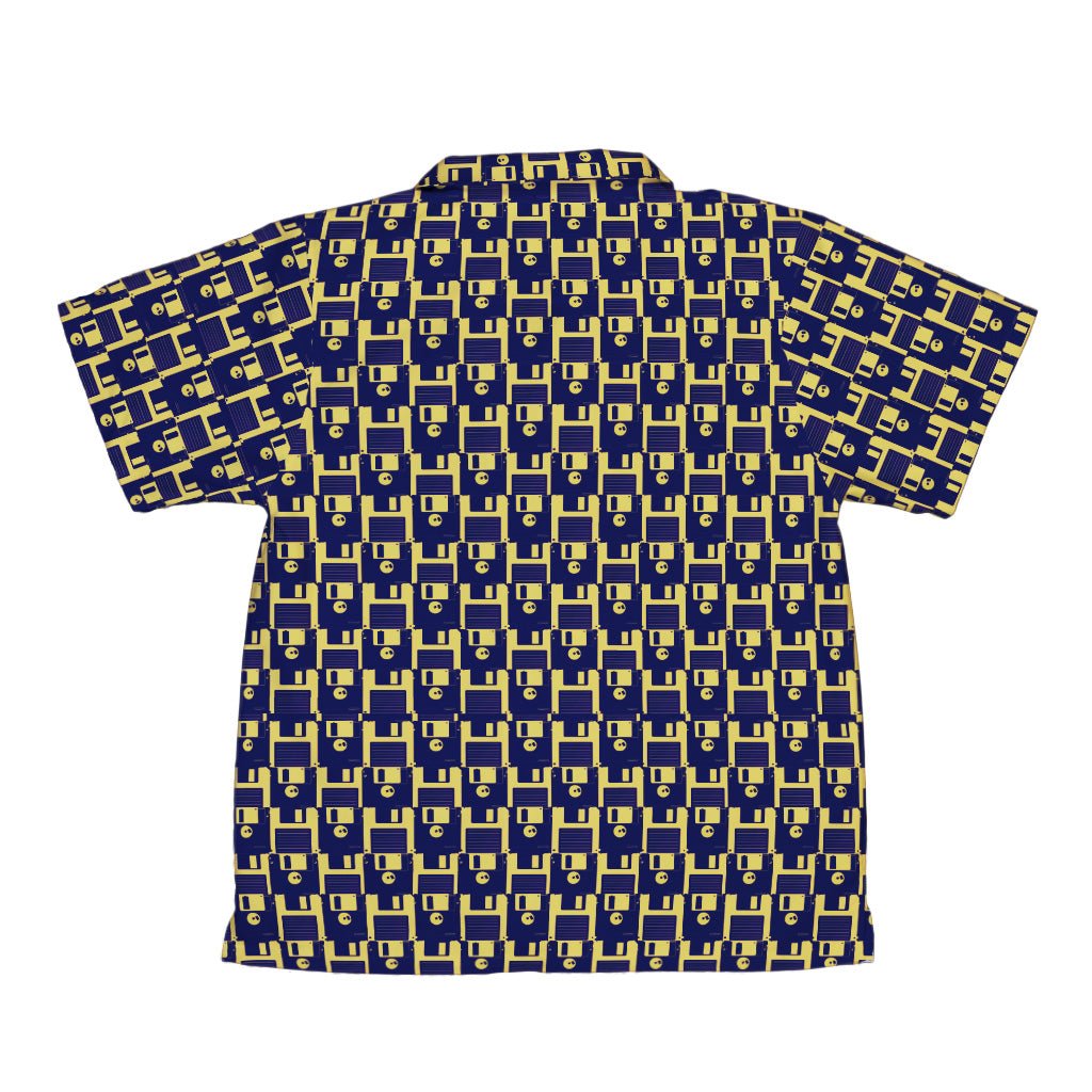 Floppy Disk Yellow Blue Youth Hawaiian Shirt Geek Nerd computer print Design by Random Galaxy q4