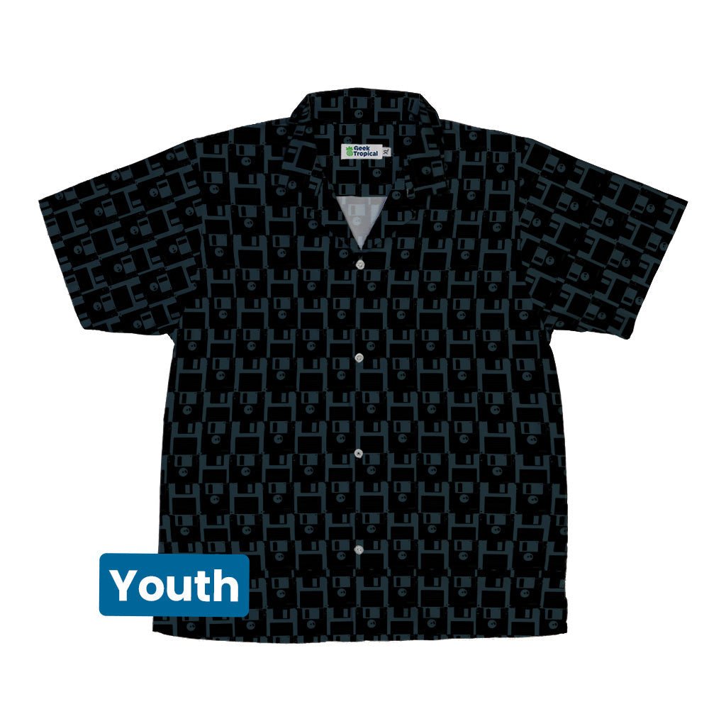 Floppy Disk Youth Hawaiian Shirt Geek Nerd computer print Design by Random Galaxy q4