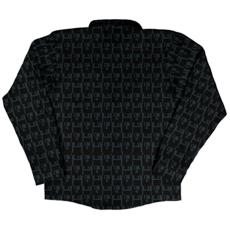 Floppy Disk Long Sleeve Button Up Shirt Geek Nerd adult sizing computer print Design by Random Galaxy