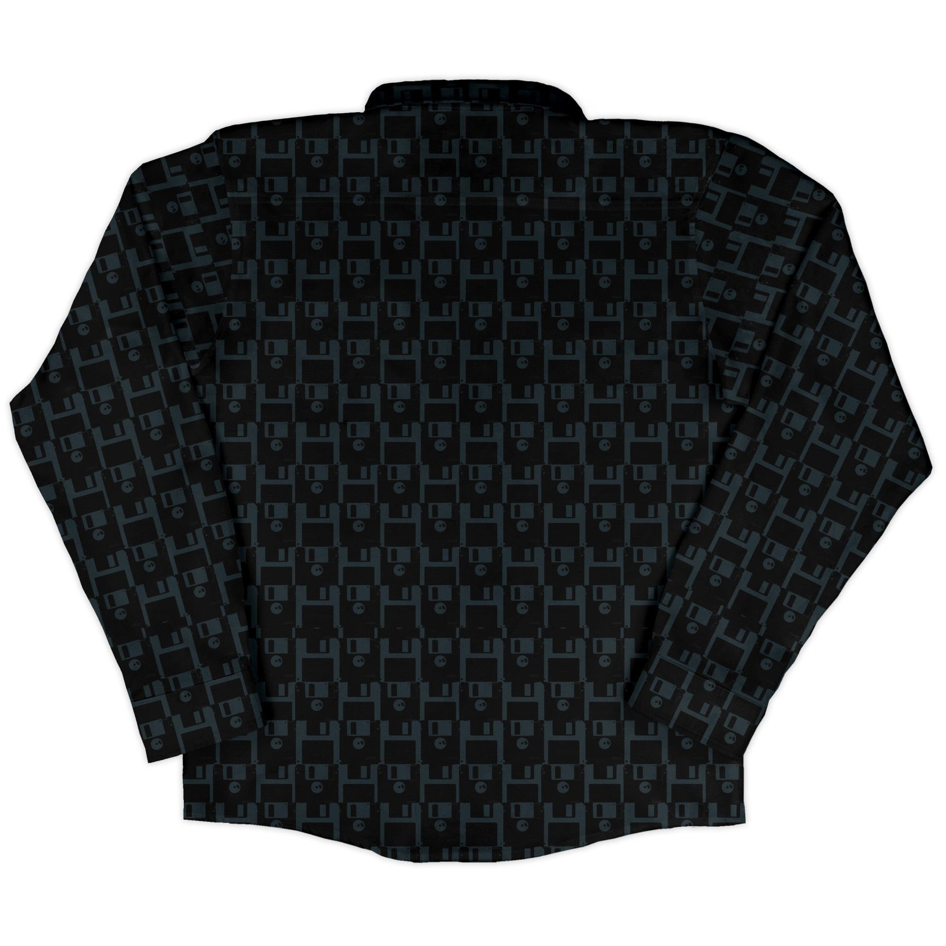 Floppy Disk Long Sleeve Button Up Shirt Geek Nerd adult sizing computer print Design by Random Galaxy