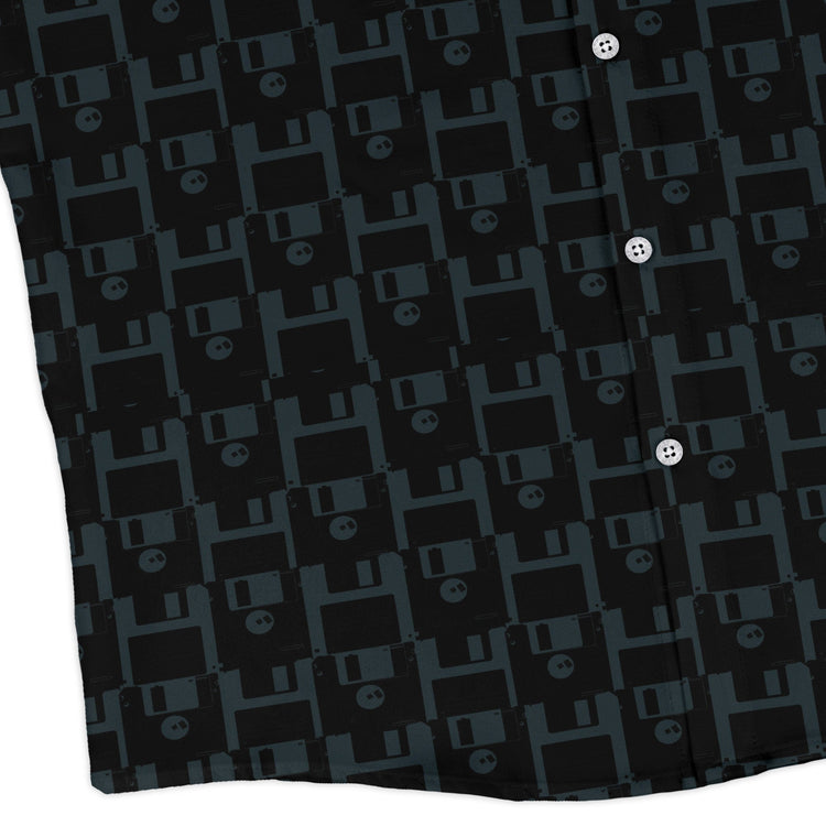 Floppy Disk Long Sleeve Button Up Shirt Geek Nerd adult sizing computer print Design by Random Galaxy