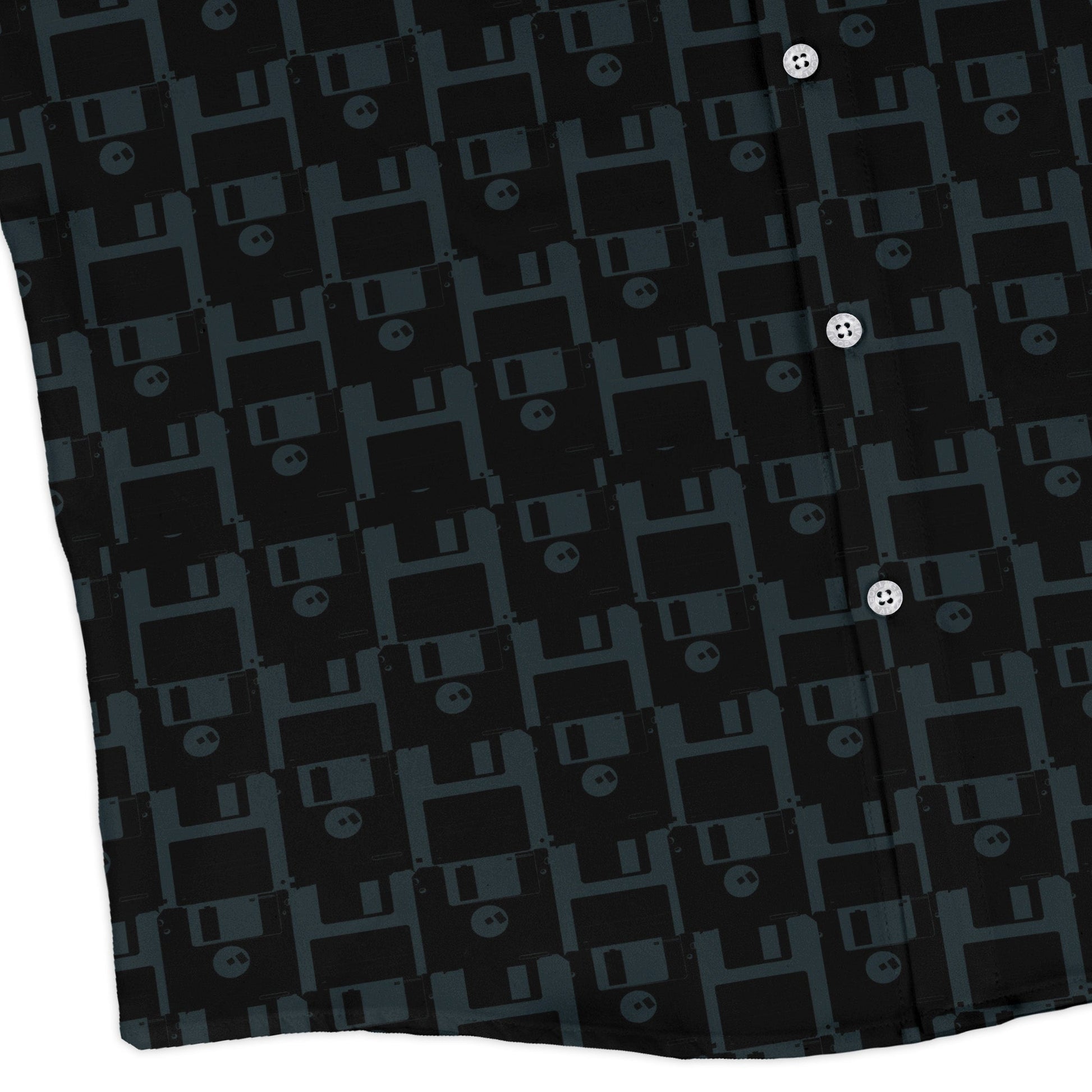 Floppy Disk Long Sleeve Button Up Shirt Geek Nerd adult sizing computer print Design by Random Galaxy