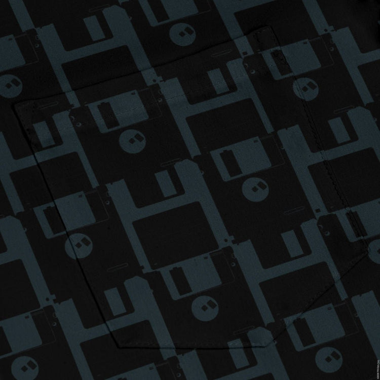 Floppy Disk Long Sleeve Button Up Shirt Geek Nerd adult sizing computer print Design by Random Galaxy