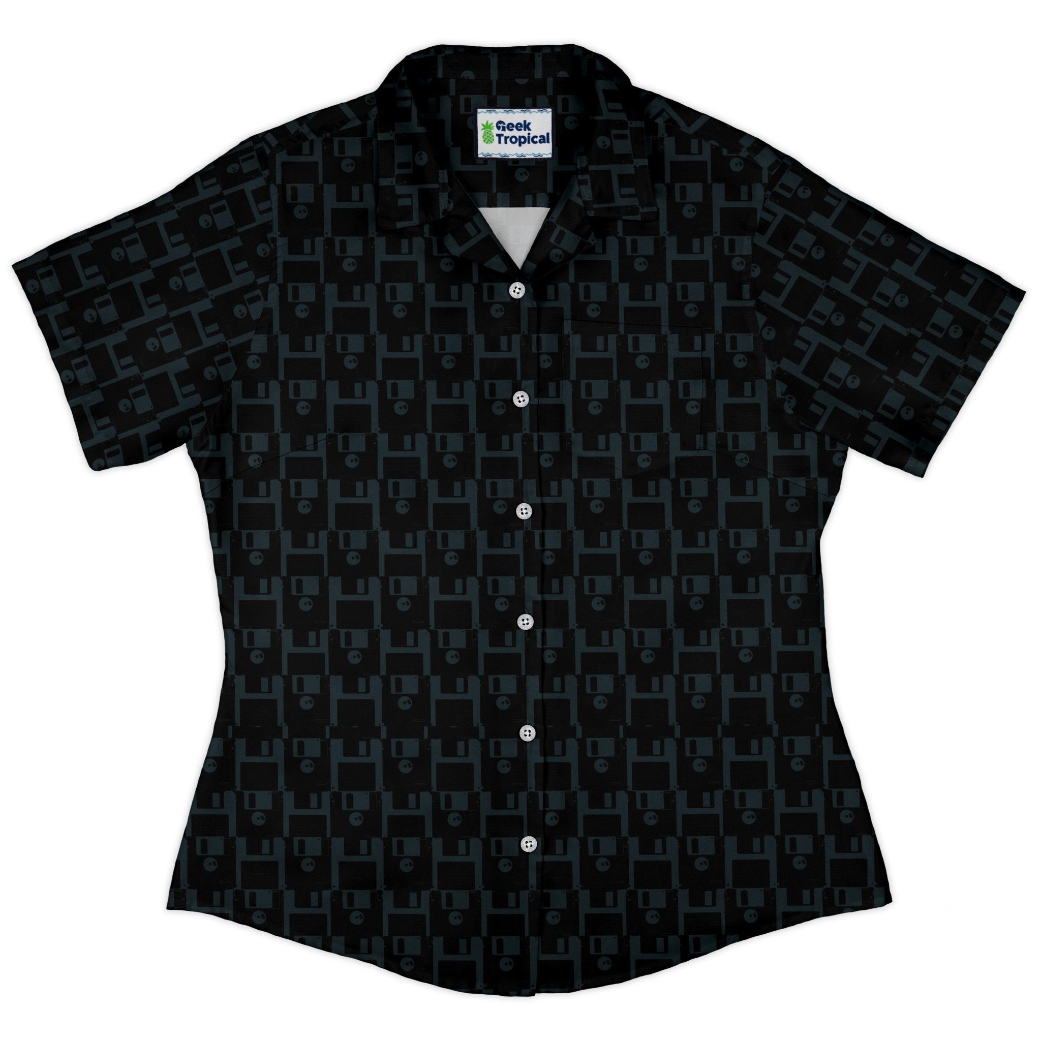 Clearance Ready - to - Ship Floppy Disk Curvy Button Up Shirt Geek Nerd All Adult Button Up Shirts Clearance computer print