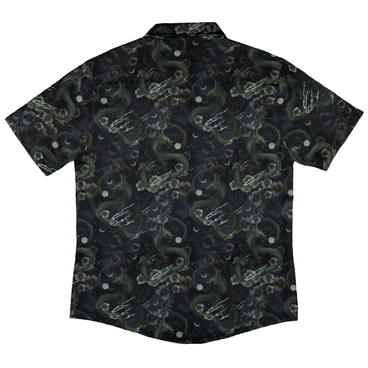Floral Dragon Fog Button Up Shirt Geek Nerd adult sizing Design by Episodic Fantasy Prints