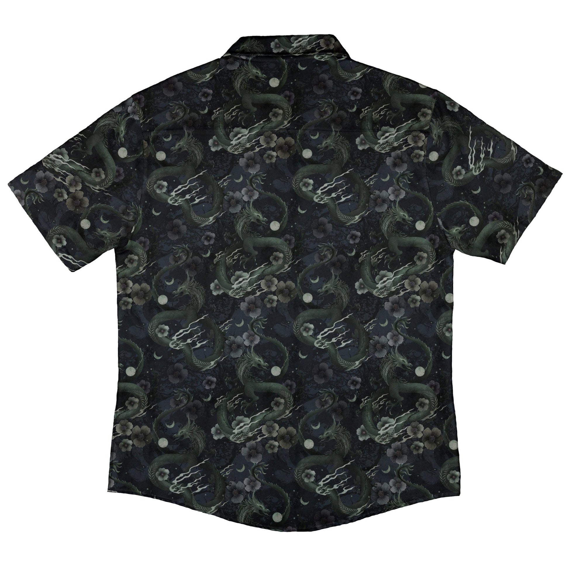 Floral Dragon Fog Button Up Shirt Geek Nerd adult sizing Design by Episodic Fantasy Prints