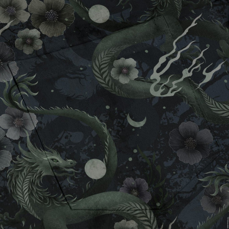 Floral Dragon Fog Long Sleeve Button Up Shirt Geek Nerd adult sizing Design by Episodic Fantasy Prints