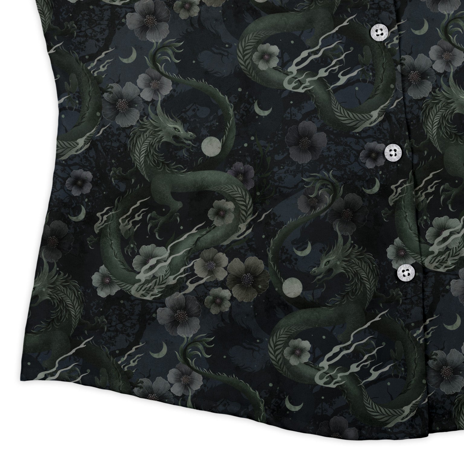 Floral Dragon Fog Curvy Button Up Shirt Geek Nerd Design by Episodic Fantasy Prints q4