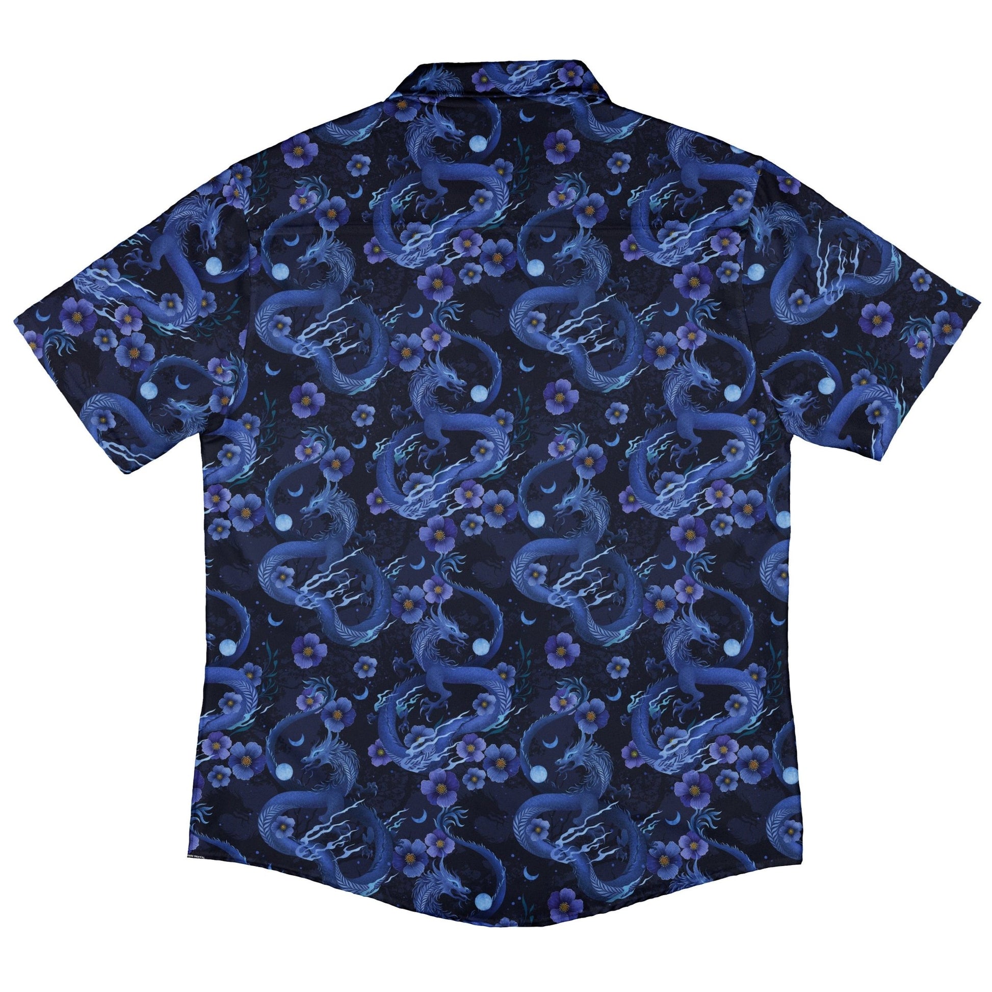 Floral Dragon Night Button Up Shirt Geek Nerd adult sizing Design by Episodic Fantasy Prints