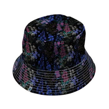 Floral Purple Night Bucket Hat Geek Nerd 0925 Botany Print Design by Episodic