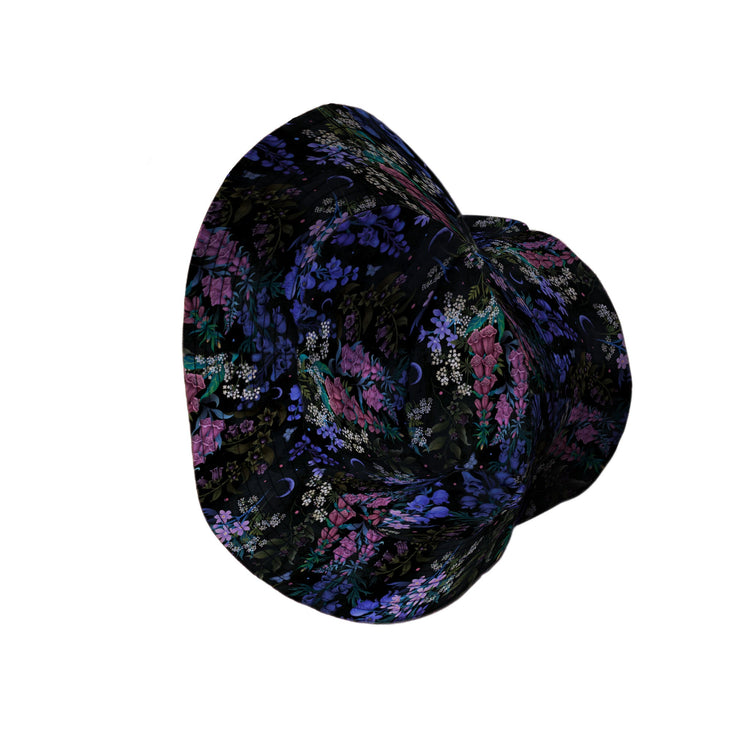 Floral Purple Night Bucket Hat Geek Nerd 0925 Botany Print Design by Episodic