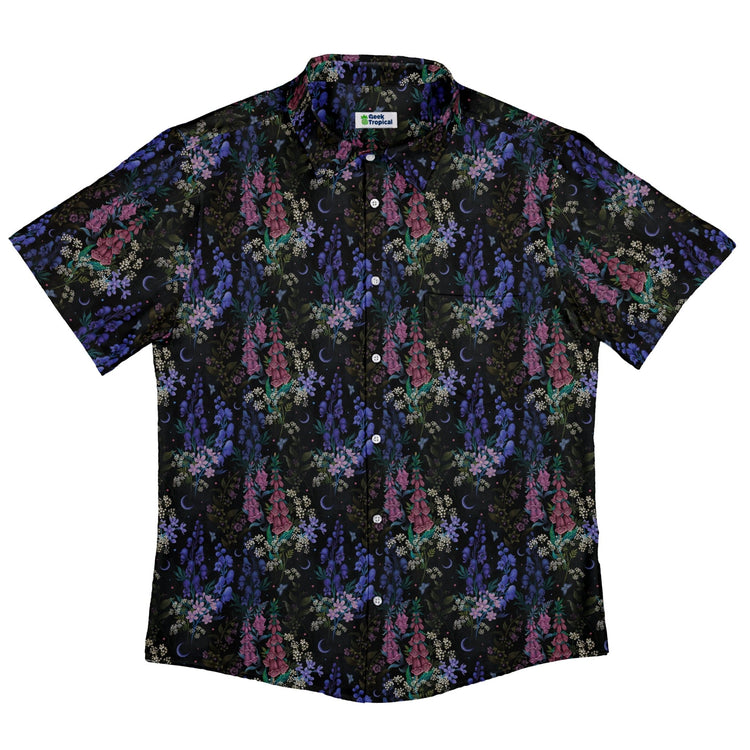 Floral Purple Night Button Up Shirt Geek Nerd 0925 adult sizing All Adult Button Up Shirts