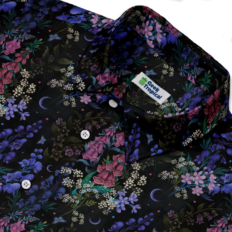 Floral Purple Night Button Up Shirt Geek Nerd 0925 adult sizing All Adult Button Up Shirts