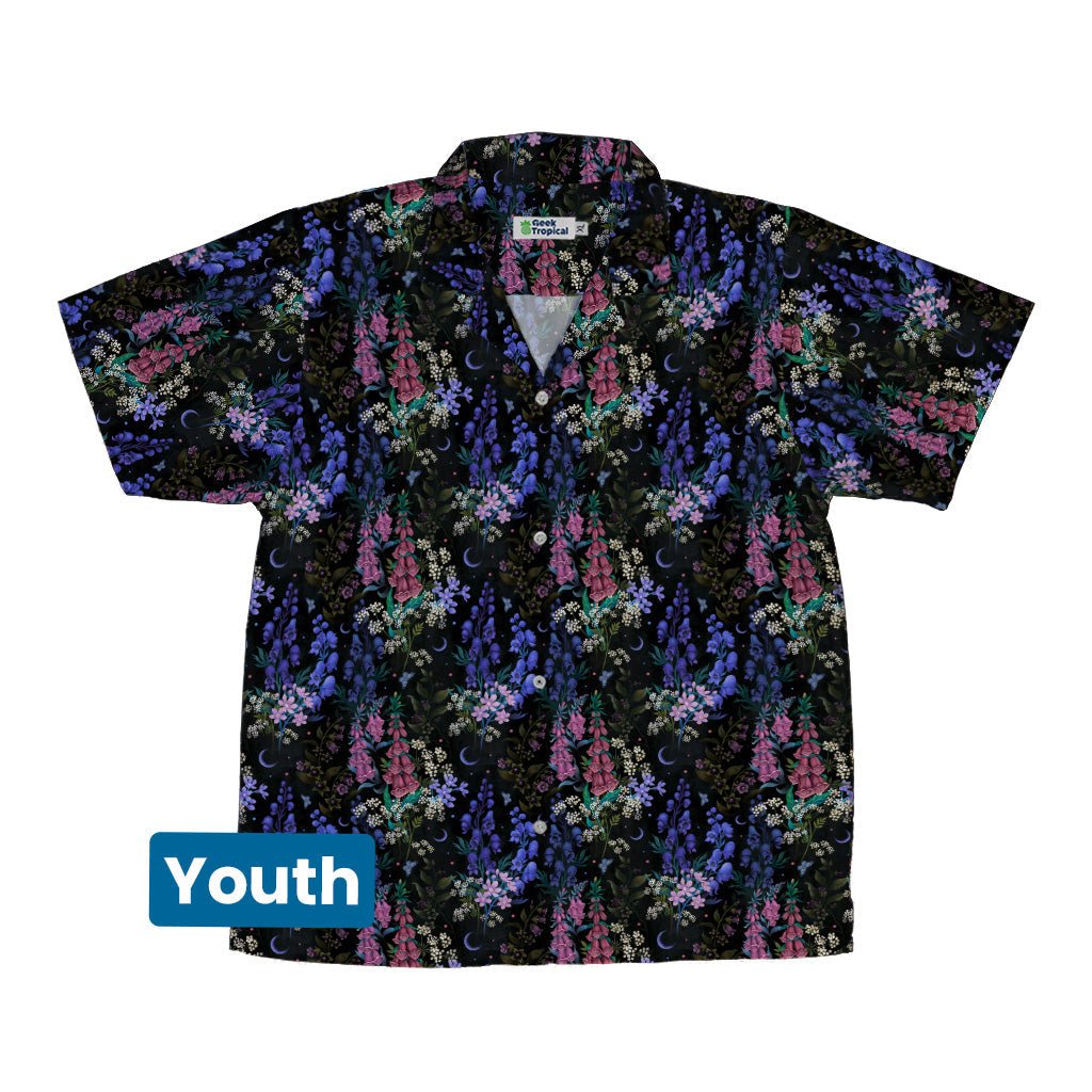 Floral Purple Night Youth Hawaiian Shirt Geek Nerd 0925 Botany Print Design by Episodic