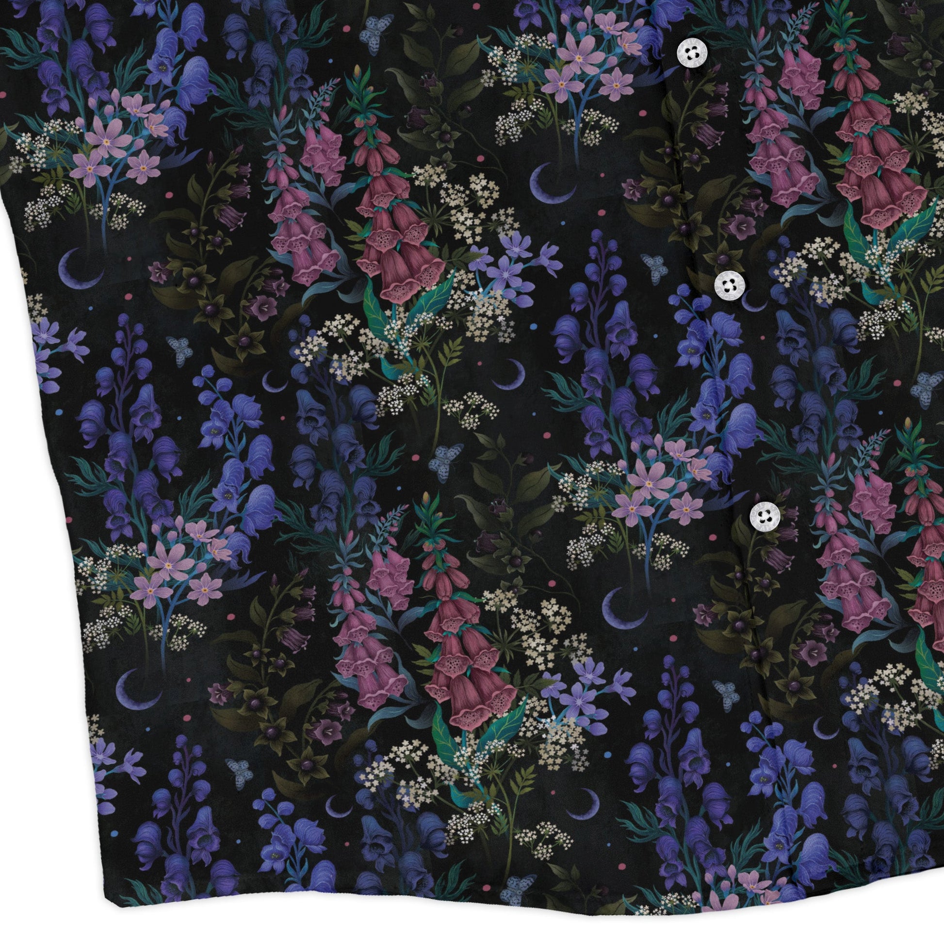 Floral Purple Night Long Sleeve Button Up Shirt Geek Nerd 0925 adult sizing All Adult Button Up Shirts