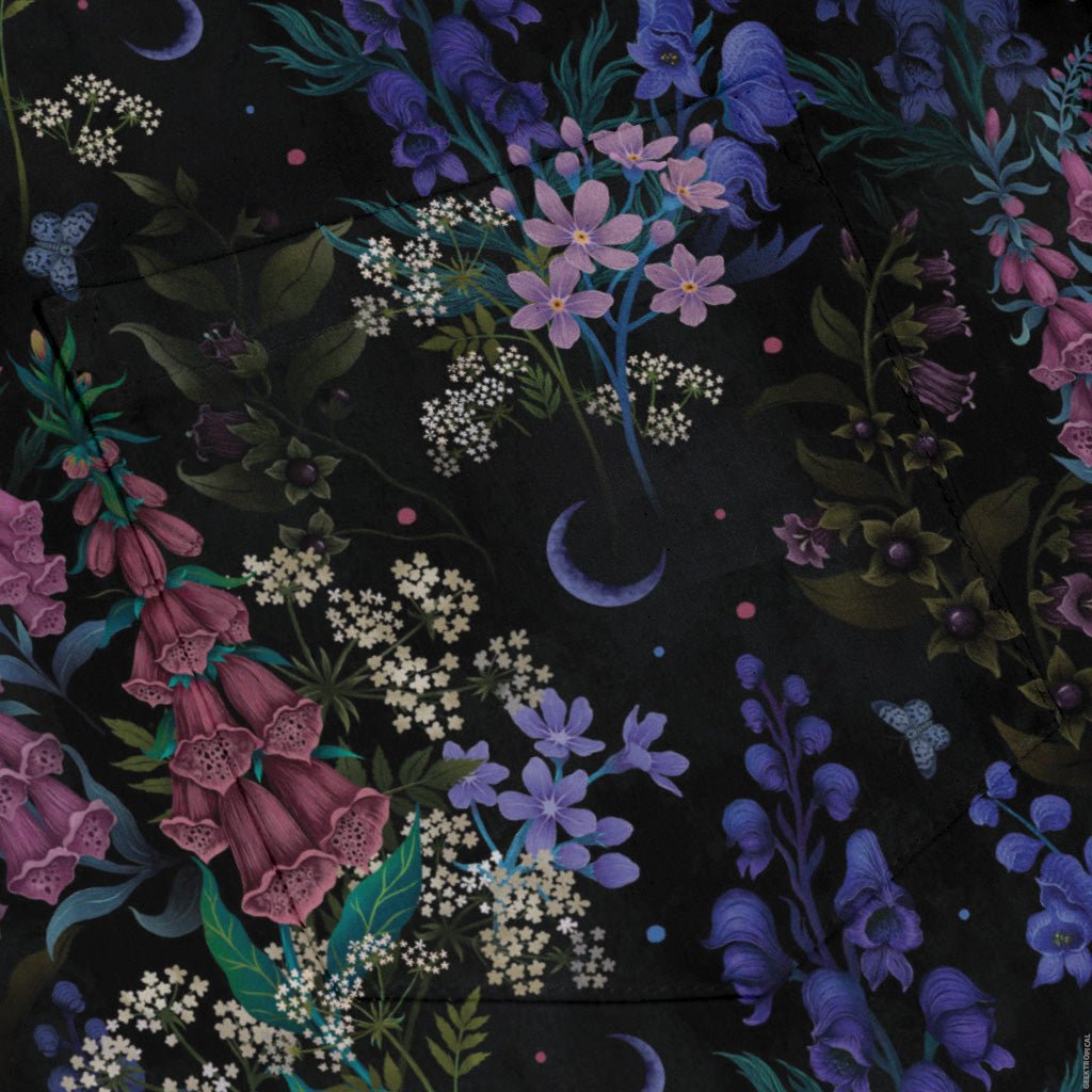 Floral Purple Night Long Sleeve Button Up Shirt Geek Nerd 0925 adult sizing All Adult Button Up Shirts