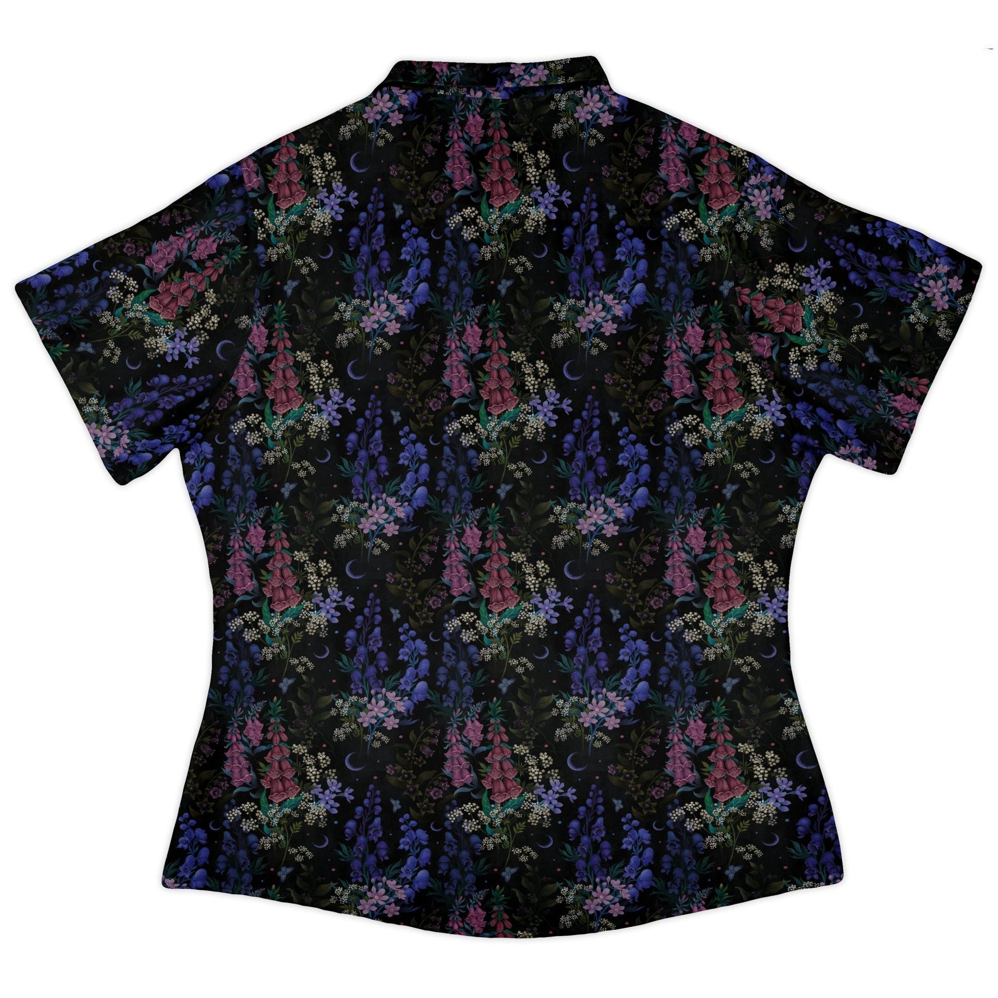 Floral Purple Night Curvy Button Up Shirt Geek Nerd 0925 All Adult Button Up Shirts Botany Print