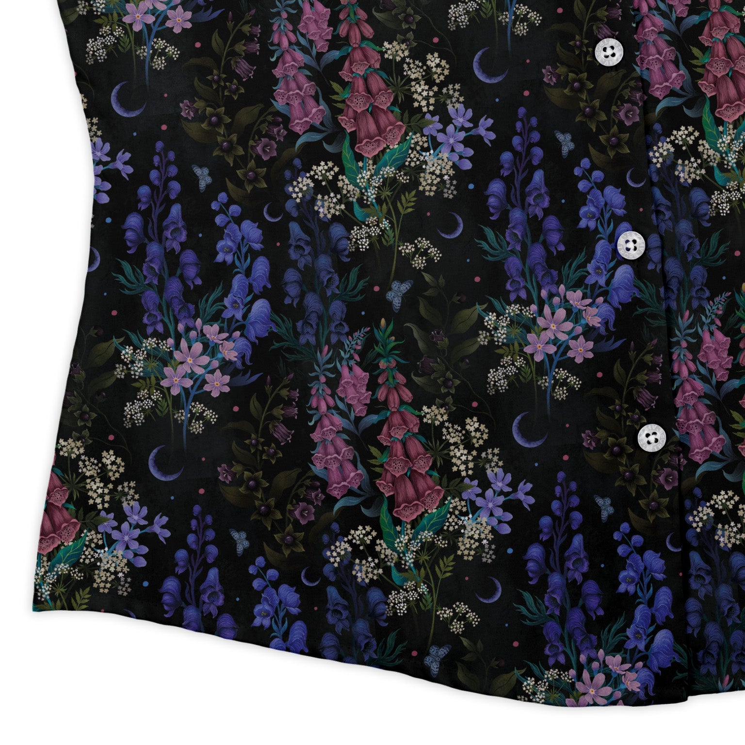 Floral Purple Night Curvy Button Up Shirt Geek Nerd 0925 All Adult Button Up Shirts Botany Print