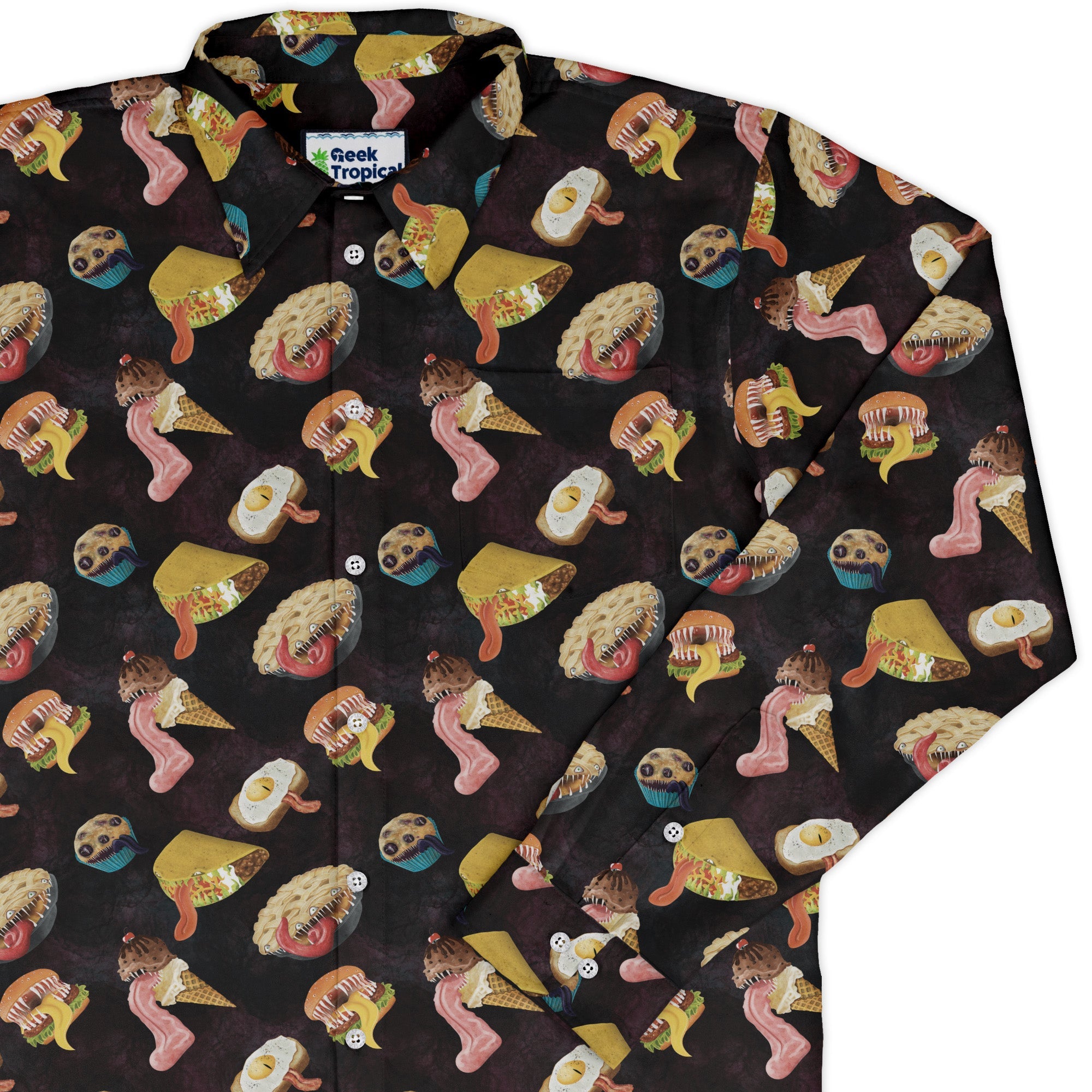 Food Mimics Dnd Long Sleeve Button Up Shirt Geek Nerd adult sizing Designs by Nathan dnd & rpg print