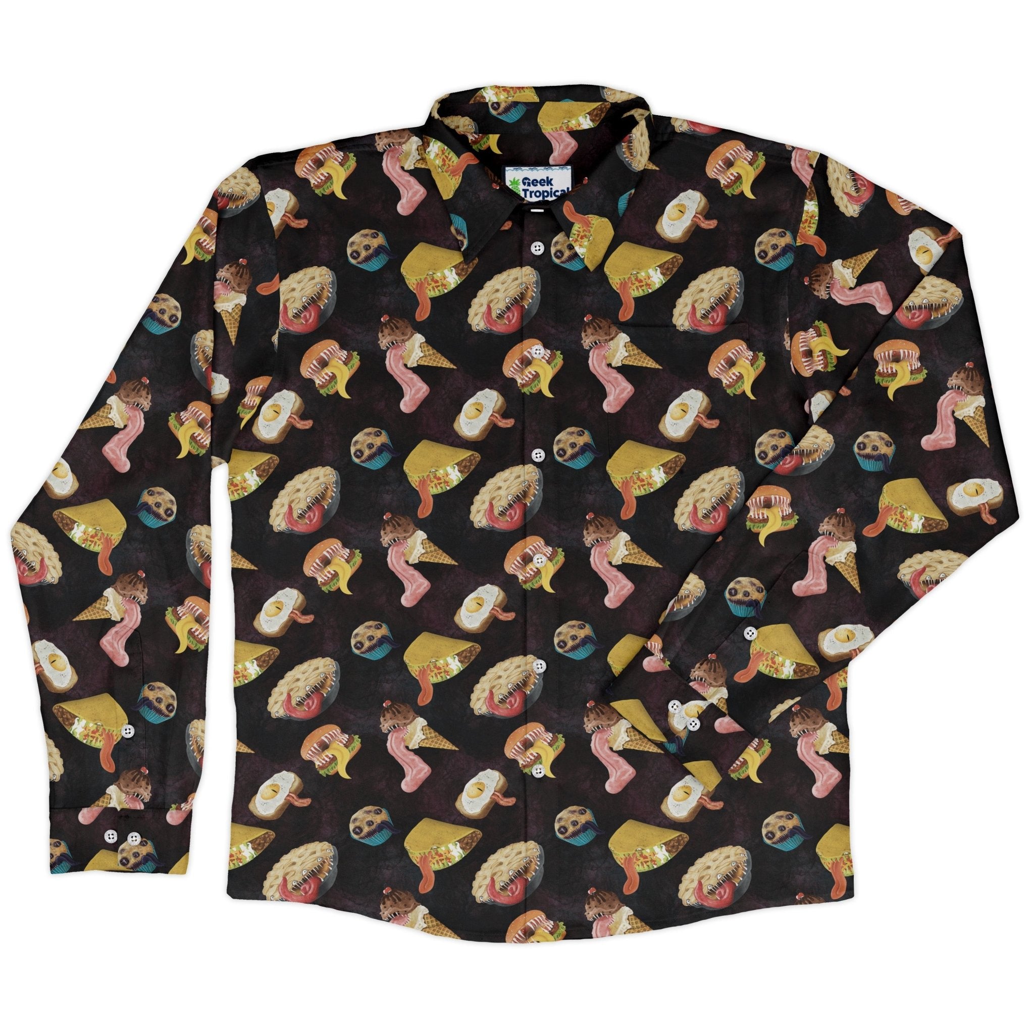 Food Mimics Dnd Long Sleeve Button Up Shirt Geek Nerd adult sizing Designs by Nathan dnd & rpg print