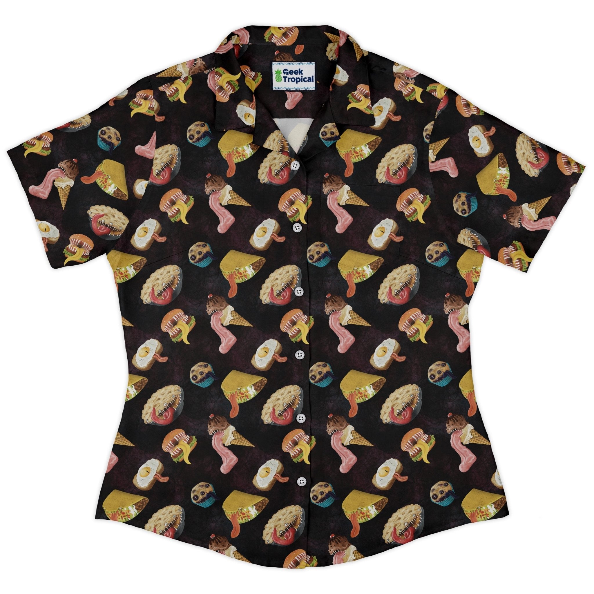 Food Mimics Dnd Curvy Button Up Shirt Geek Nerd Designs by Nathan dnd & rpg print Q3