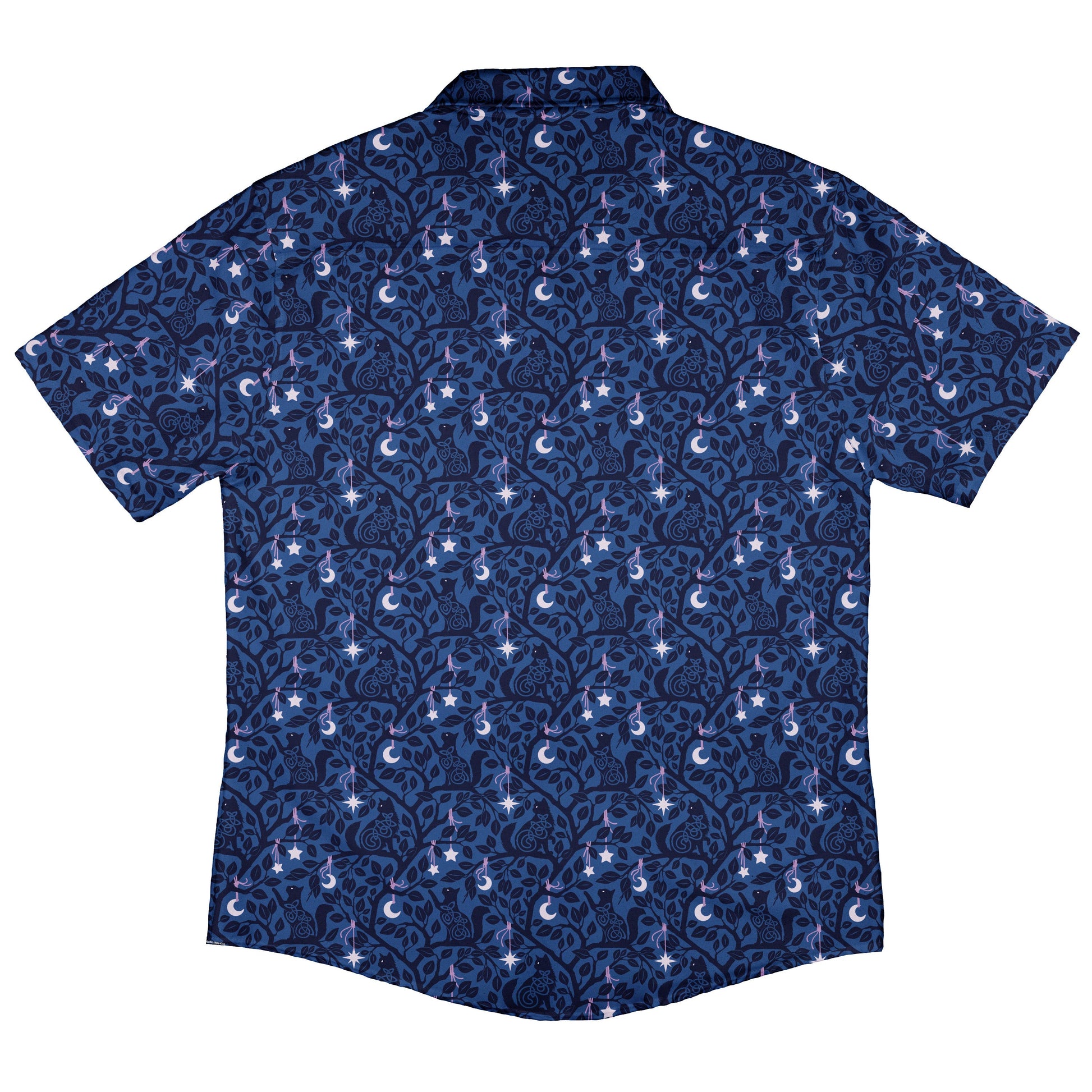 Forest Cats Blue Button Up Shirt Back
